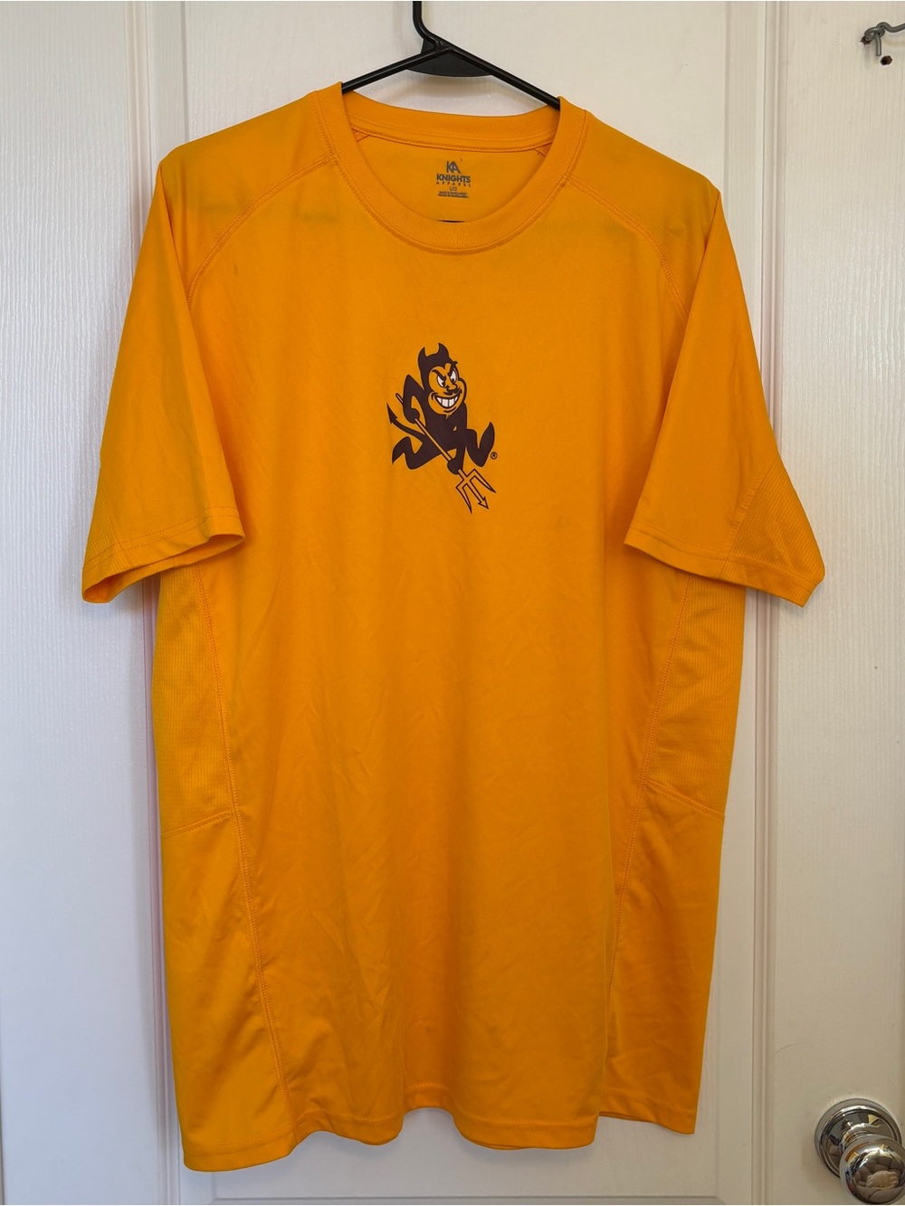 Men's Athletic Short-Sleeve Shirt - Gold with Devil Logo
